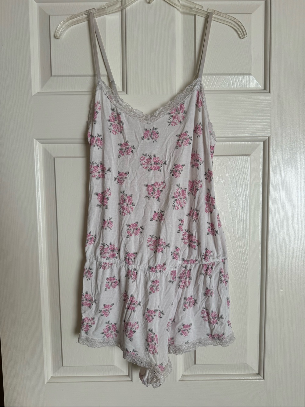 Forever 21 Floral Lace Trim Sleep Romper Pajama Playsuit Size M